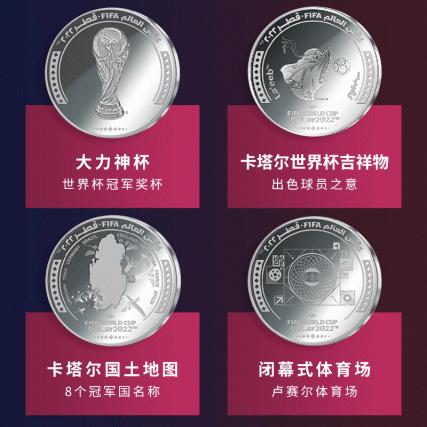 卡塔尔世界杯纪念币2022普币8枚装创意礼品纪念品