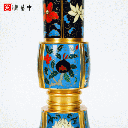 霍铁辉大师非遗景泰蓝《出戟花卉纹花觚》