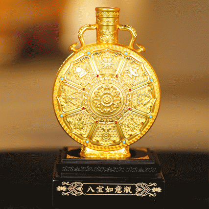 两代非遗技艺首聚一器 | 《八宝如意瓶》花丝镶嵌錾刻艺术摆件 | 金灿光闪，龙腾凤舞