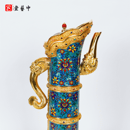 故宫传世六珍·霍铁辉亲铸 | 景泰蓝《多穆壶》 | 汉藏艺术融合的皇家法器​