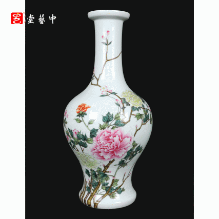 粉彩花卉盘口瓶 | 王辉大师珐琅彩传世之作 | 经典器型，繁花似锦，雅室生辉