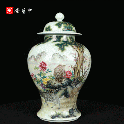 粉彩三阳开泰盖罐 | 王辉大师珐琅彩传世之作 | 将军罐形，三羊启泰，家和业兴