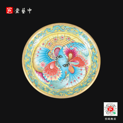 洋彩双碟盘 | 王辉大师珐琅彩雅作，蝶舞翩跹，缠枝曼妙 | 彩绘明艳，盘上生趣