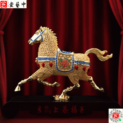 马上暴福・花丝珐琅招财金马